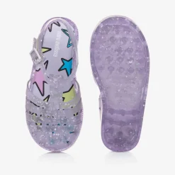 Mini Melissa Jelly Shoes|Jelly Shoes*Girls Purple Star Glitter Jelly Sandals