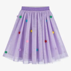Stella McCartney Kids Skirts*Girls Purple Tulle Pom-Pom Skirt