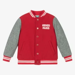 KENZO KIDS Coats & Jackets*Girls Red & Grey K Flower Varsity Jacket