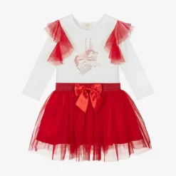 Caramelo Kids Outfit Sets*Girls Red & White Cotton Skirt Set