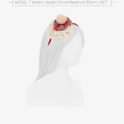 Miranda Hair Accessories*Girls Red & Ivory Lace Rosette Hairband
