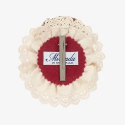 Miranda Hair Accessories*Girls Red & Ivory Lace Rosette Hairband