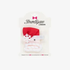 Bowtique London Hair Accessories*Girls Red & White Santa Hair Clip (6cm)