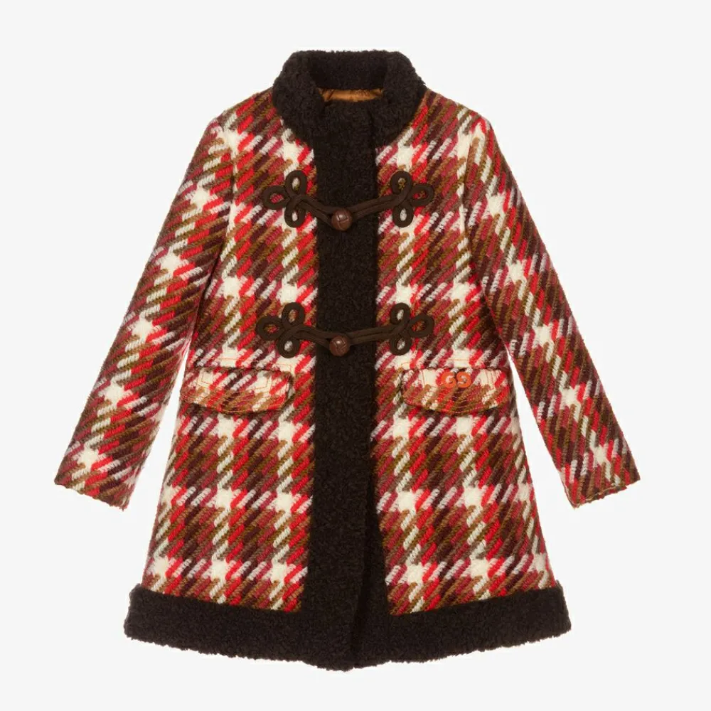Gucci Coats & Jackets*Girls Red Check Wool Coat