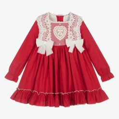 Abuela Tata Dresses*Girls Red Cotton & Lace Dress
