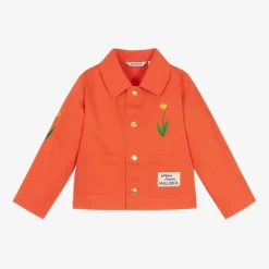 Mini Rodini Coats & Jackets*Girls Red Cotton Embroidered Flower Jacket