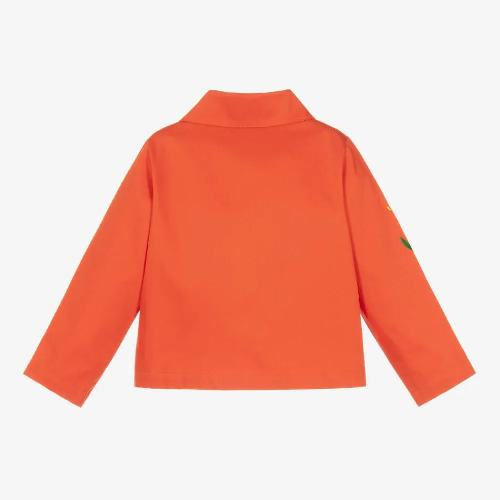 Mini Rodini Coats & Jackets*Girls Red Cotton Embroidered Flower Jacket