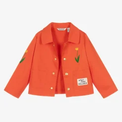 Mini Rodini Coats & Jackets*Girls Red Cotton Embroidered Flower Jacket