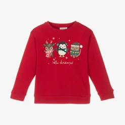 NAME IT Tops*Girls Red Cotton Festive Sweatshirt