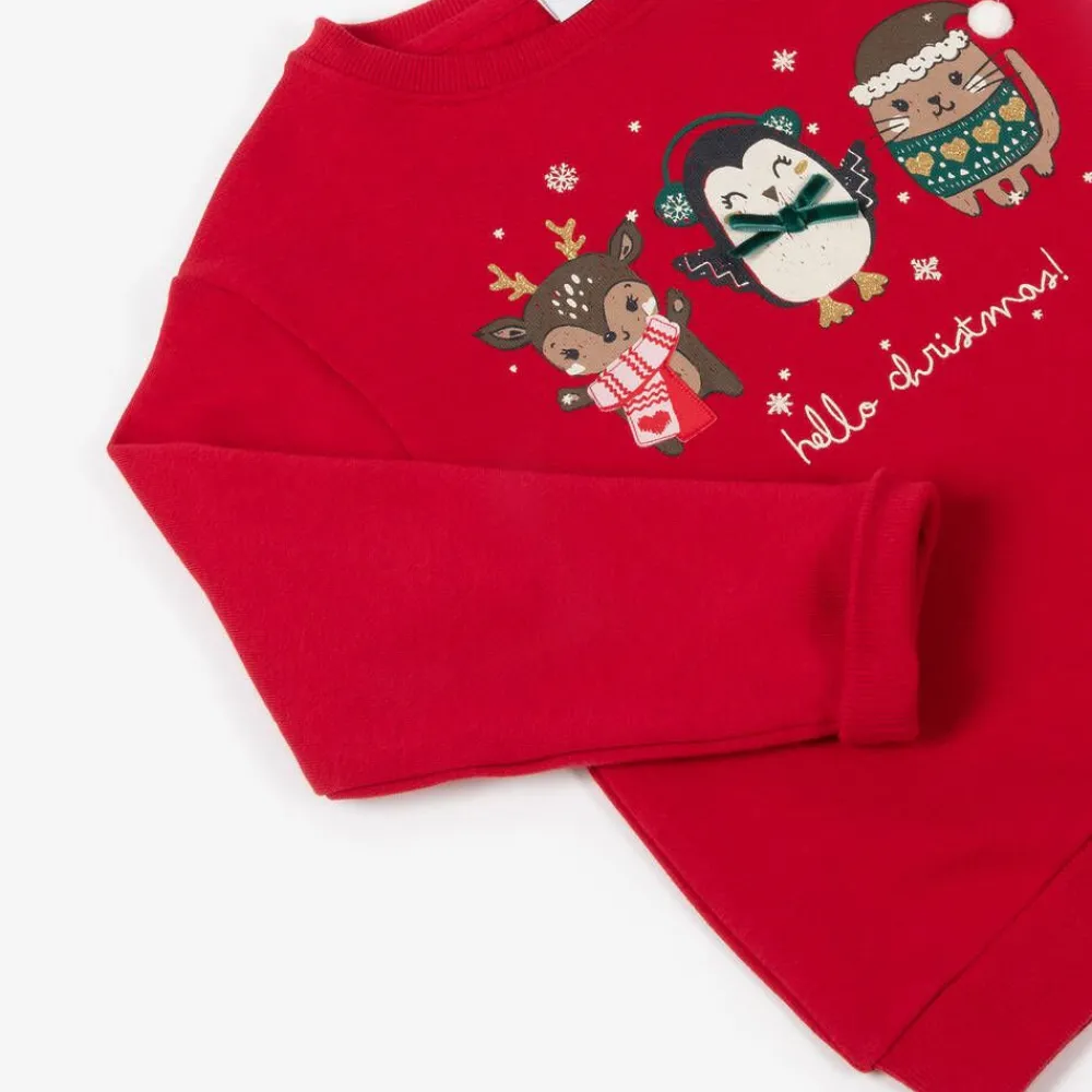 NAME IT Tops*Girls Red Cotton Festive Sweatshirt