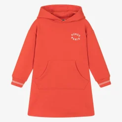 KENZO KIDS Dresses*Girls Red Cotton Hooded Sweatshirt Dress