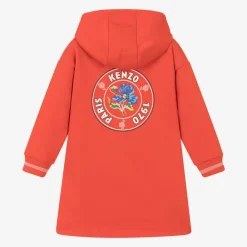 KENZO KIDS Dresses*Girls Red Cotton Hooded Sweatshirt Dress