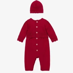 Emile et Rose Babysuits*Girls Red Cotton Knit Babysuit Set