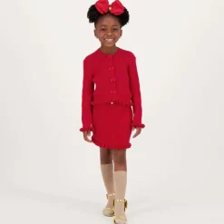 Angels Face Skirts*Girls Cotton Knit Bow Skirt Red