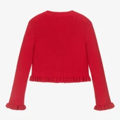 Angels Face Tops*Girls Cotton Knit Cardigan Red