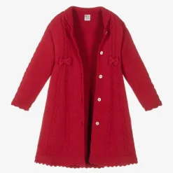 Sarah Louise Coats & Jackets|Coats & Jackets*Girls Red Cotton Knit Coat