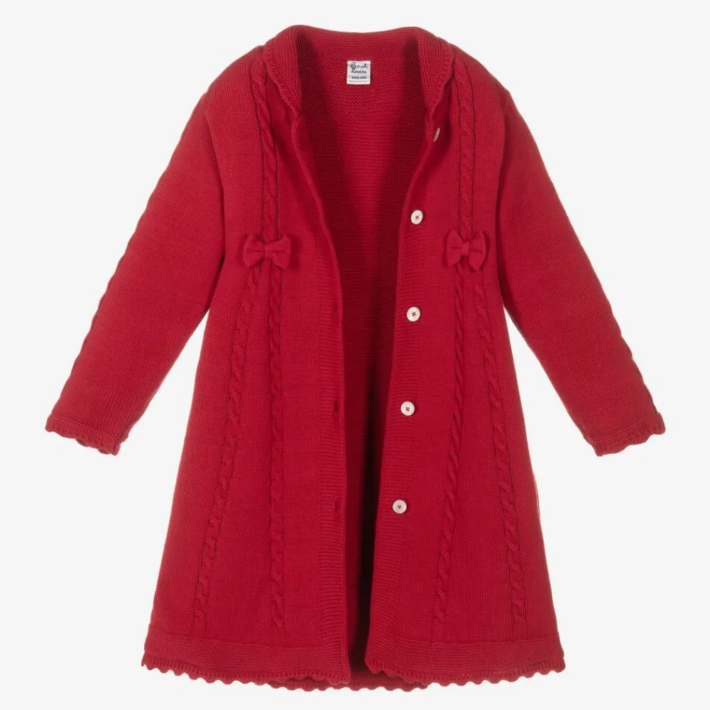 Sarah Louise Coats & Jackets|Coats & Jackets*Girls Red Cotton Knit Coat