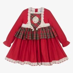 Abuela Tata Dresses*Girls Red Cotton Tartan Dress