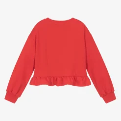 Moschino Kid-Teen Tops*Girls Red Cotton Teddy Bear Sweatshirt