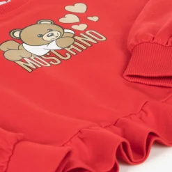 Moschino Kid-Teen Tops*Girls Red Cotton Teddy Bear Sweatshirt