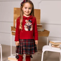 Patachou Dresses*Girls Red Cotton Teddy Bear Dress