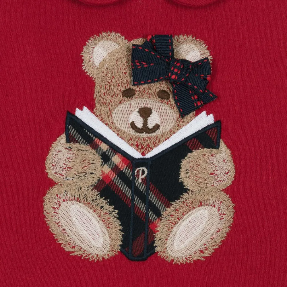 Patachou Dresses*Girls Red Cotton Teddy Bear Dress