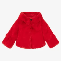 Bowtique London Coats & Jackets*Girls Red Faux Fur Hooded Jacket