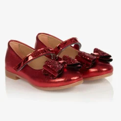 Caramelo Kids Bar Shoes*Girls Red Faux Leather Pumps