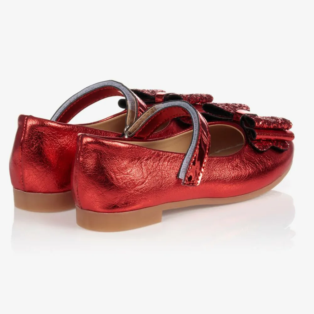 Caramelo Kids Bar Shoes*Girls Red Faux Leather Pumps
