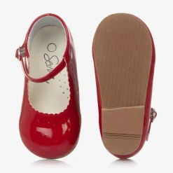 Sevva Bar Shoes|Bar Shoes*Girls Red Faux Patent Leather Shoes