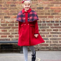Patachou Coats & Jackets*Girls Red Felted Cape Coat