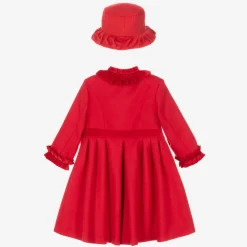 Sarah Louise Coats & Jackets*Girls Red Felted Coat & Hat Set