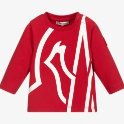 Moncler Enfant Tops*Girls Red Giant Logo Top