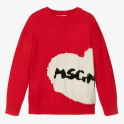 MSGM Tops*Girls Red Heart Sweater
