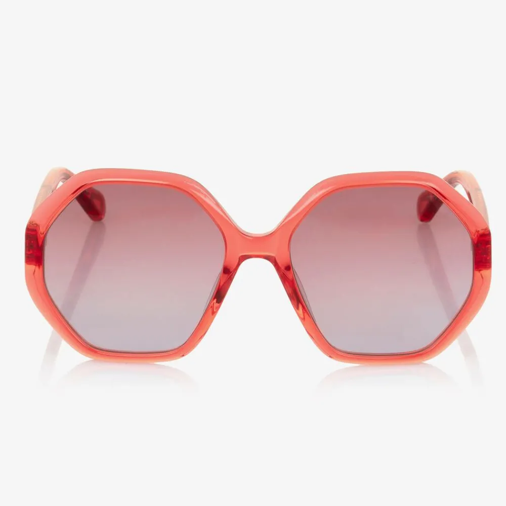 Chloé Clothing Accessories*Girls Red Hexagonal Sunglasses