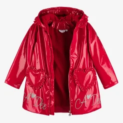 A Dee Coats & Jackets*Girls Red Hooded Raincoat