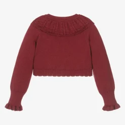 Dr. Kid Tops*Girls Red Knitted Cotton & Wool Cardigan