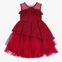 Beau KiD Dresses*Girls Red Lace & Tulle Dress