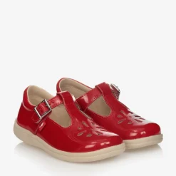 Chipmunks Traditional Shoes*Girls Red Leather T-Bar Shoes
