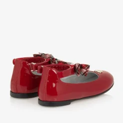 Monnalisa Pumps & Ballerinas|Pumps & Ballerinas*Girls Red Patent Leather Tartan-Bow Pumps