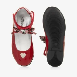 Monnalisa Pumps & Ballerinas|Pumps & Ballerinas*Girls Red Patent Leather Tartan-Bow Pumps