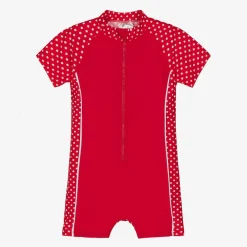 Playshoes Swimwear*Girls Red Polka Dot Sun Suit (UPF50+)