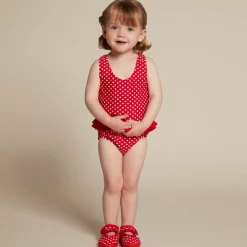 Playshoes Swimwear*Girls Red Polka Dot Swimsuit (UPF50+)