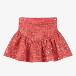 Marlo Kids Skirts*Girls Red Sequinned Tweed Skirt
