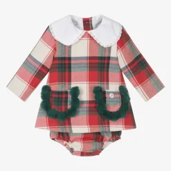 Foque Dresses*Girls Red Tartan Cotton Dress