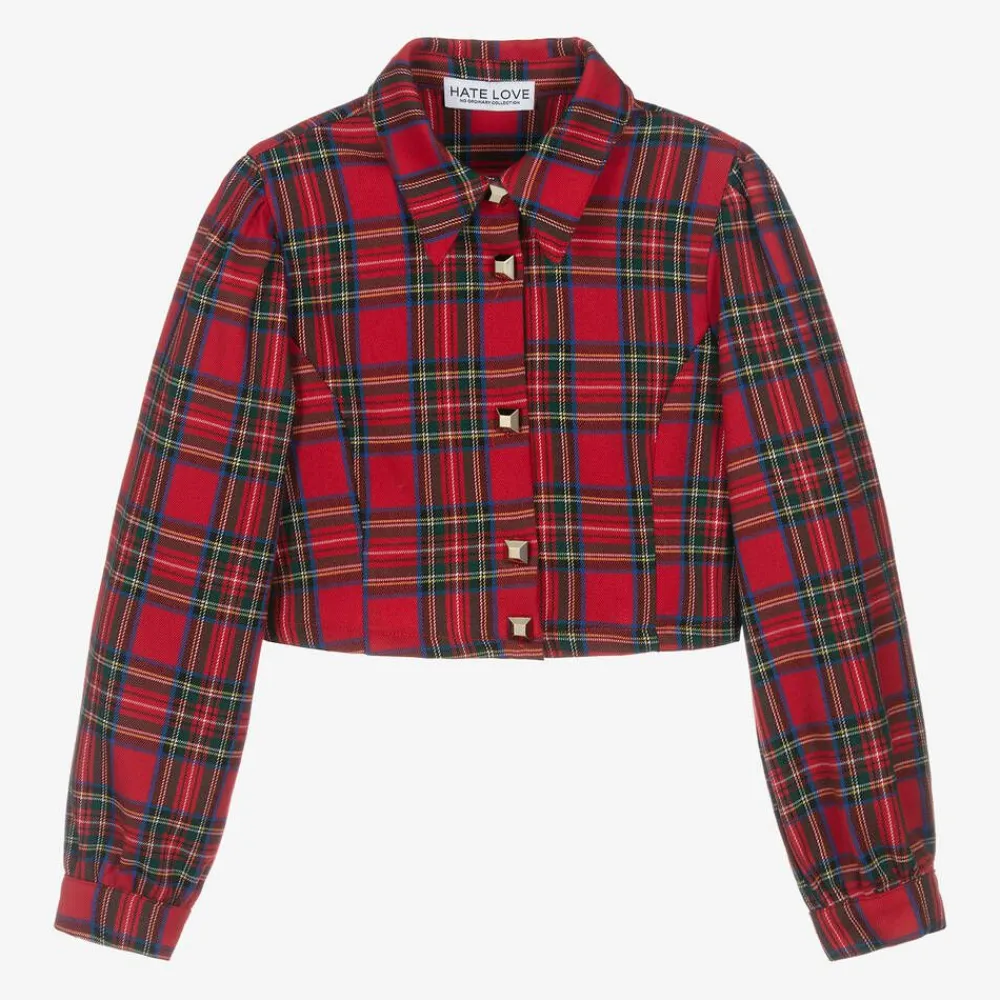 Fun amp; Fun Tops*Girls Red Tartan Twill Blouse