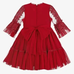 Beau KiD Dresses*Girls Red Tulle & Lace Dress