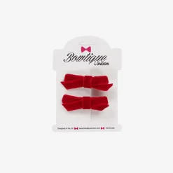 Bowtique London Hair Accessories*Girls Red Velvet Bow Hair Clips (2 Pack)