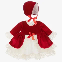 Andreeatex Dresses*Girls Red Velvet Dress & Hat Set