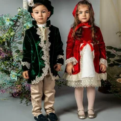 Andreeatex Dresses*Girls Red Velvet Dress & Hat Set